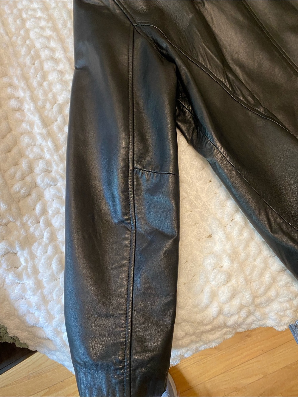 Nine West Black Button-Front Leather Jacket - Picture 5 of 7